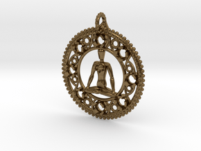 Centered In Meditation Pendant in Natural Bronze