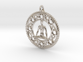 Centered In Meditation Pendant in Rhodium Plated Brass