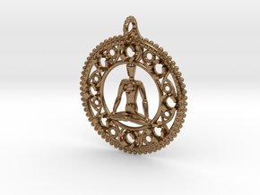 Centered In Meditation Pendant in Natural Brass