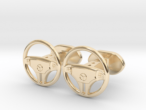 Mercedes steering wheel cufflinks in 14k Gold Plated Brass