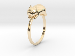 Happy Cat Ring in 14k Gold Plated Brass: 7 / 54