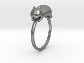 Happy Cat Ring in Natural Silver: 7 / 54