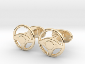 Steering wheel cufflinks in 14k Gold Plated Brass