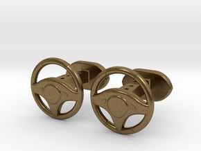 Steering wheel cufflinks in Natural Bronze