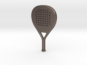 Paddle Racket Keychain in Polished Bronzed Silver Steel