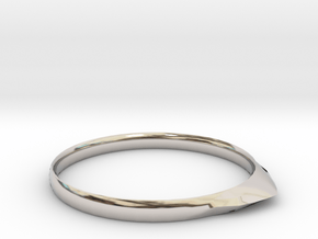 Edge Ring US Size 8 5/8 UK Size R in Rhodium Plated Brass