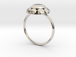 Diamond Ring US Size 8 UK Size Q in Rhodium Plated Brass