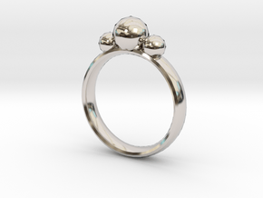 GeoJewel Ring UK Size O US Size 7 in Rhodium Plated Brass