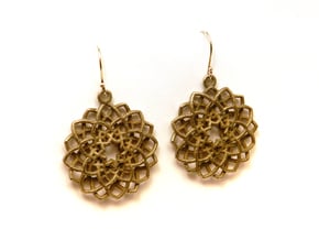 Mandala Flower Earrings in Polished Bronzed Silver Steel