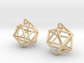 Icosahedron Earrings in 14k Gold Plated Brass