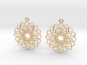 Mandala Flower Earrings in 14K Yellow Gold