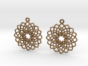 Mandala Flower Earrings in Natural Brass