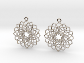 Mandala Flower Earrings in Rhodium Plated Brass