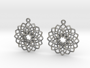 Mandala Flower Earrings in Natural Silver
