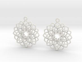 Mandala Flower Earrings in White Natural Versatile Plastic