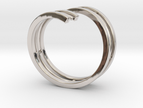 Bars & Wire Ring Size 7½ in Rhodium Plated Brass