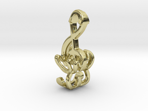 "Treble Electric Guitar" Perspective Pendant in 18k Gold Plated Brass