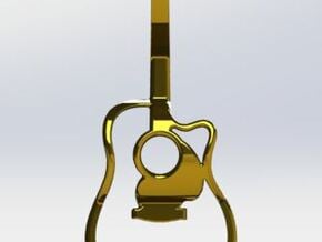 Acoustic Treble Guitar Perspective Pendant in Polished Brass