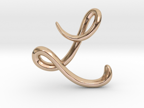 Cursive L Charm in 14k Rose Gold Plated Brass
