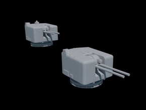 1/350 Scale. Twin 4.5 Mk 6 Naval Guns. Pack of two in Smooth Fine Detail Plastic
