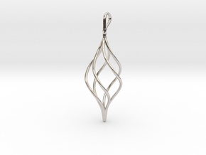 Helical Basket Pendant in Rhodium Plated Brass