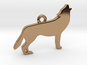 Howling Wolf Pendant in Polished Brass