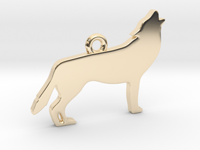 Howling Wolf Pendant in 14K Yellow Gold