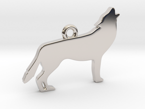 Howling Wolf Pendant in Rhodium Plated Brass