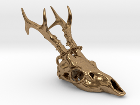 Roe Deer Skull Pendant in Natural Brass