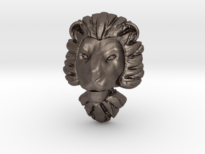 Pendant for ring2(lion) in Polished Bronzed Silver Steel