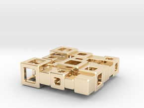 SPSS Cubes #7  in 14k Gold Plated Brass