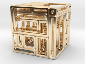 Another Simple Imperfect Bricked Cube (SIBC) in 14k Gold Plated Brass