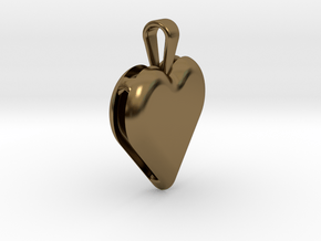 Double heart pendant in Polished Bronze