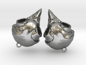 Screech Owl Skull Earrings (one pair - a set of 2) in Natural Silver