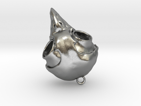 Owl Skull Pendant - Screech Owl in Natural Silver
