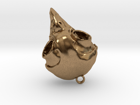 Owl Skull Pendant - Screech Owl in Natural Brass