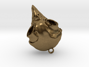 Owl Skull Pendant - Screech Owl in Natural Bronze