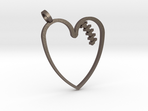 Mended Heart Pendant in Polished Bronzed Silver Steel