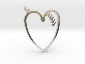 Mended Heart Pendant in Rhodium Plated Brass