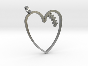 Mended Heart Pendant in Natural Silver