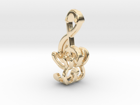 "Treble Electric Guitar" Perspective Pendant in 14K Yellow Gold