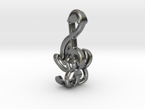 "Treble Electric Guitar" Perspective Pendant in Polished Silver