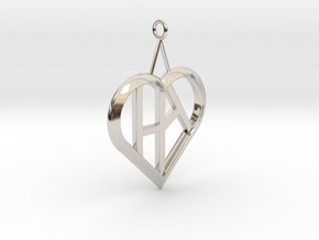 Heart of love pendant [customizable] in Rhodium Plated Brass