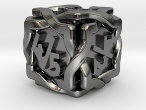 'Twined' Dice D6 Gaming Die Tarmogoyf P/T Version in Polished Silver