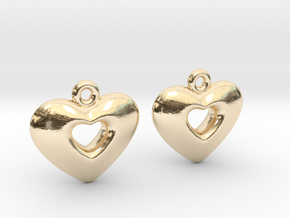 Heart Earrings in 14k Gold Plated Brass