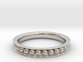 Sphere-Edged Ring (Sz 8) in Rhodium Plated Brass