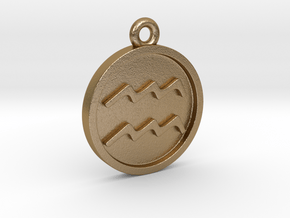 Aquarius/Wassermann Pendant in Polished Gold Steel