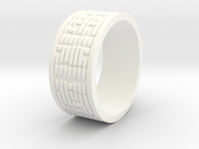 Binary Code Ring Ring Size 8 in White Processed Versatile Plastic