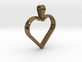 Simple heart pendant in Polished Bronze