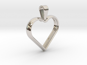 Simple heart pendant in Rhodium Plated Brass